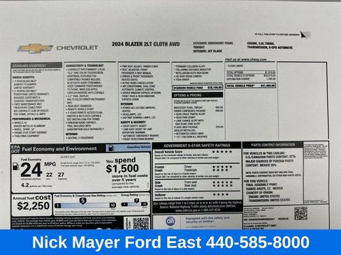 Used 2024 Chevrolet Blazer LT w/ Driver Confidence Package image 29