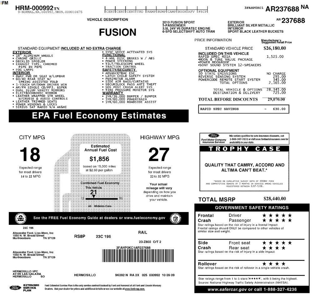Used 2010 Ford Fusion Sport FWD image 2