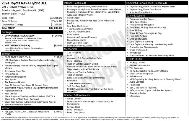 Used 2024 Toyota RAV4 XLE w/ Convenience Package AWD/4WD image 10