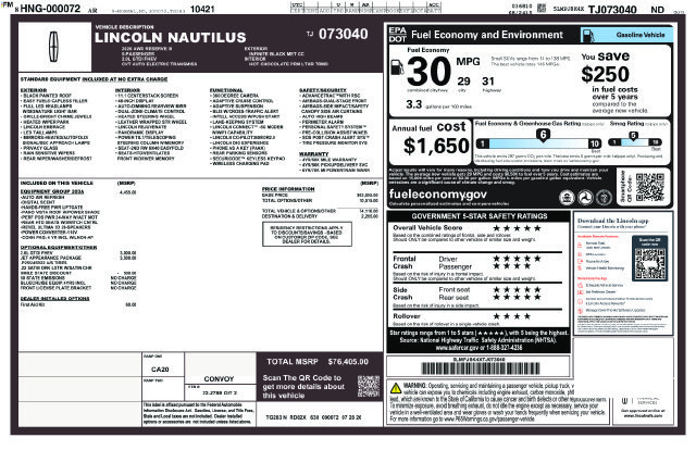 New 2026 Lincoln Nautilus Reserve AWD/4WD image 24
