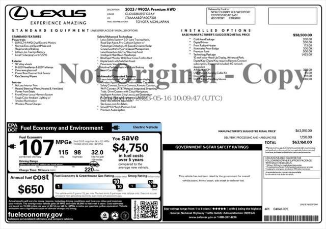 Used 2023 Lexus RZ 450e Premium w/ Technology Package AWD/4WD image 4