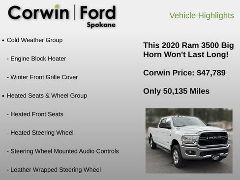 Used 2020 RAM 3500 Big Horn w/ Towing Technology Group AWD/4WD image 12