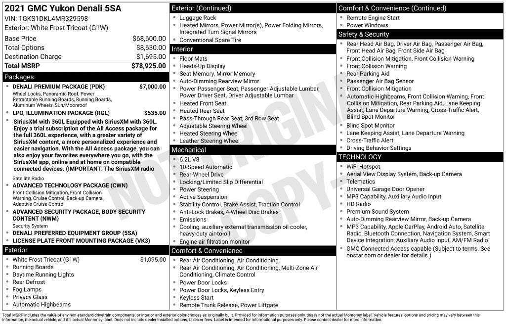 Used 2021 GMC Yukon Denali w/ Denali Premium Package RWD image 4