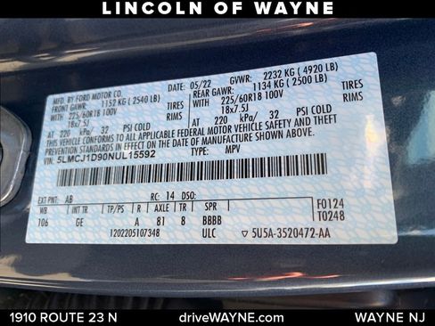 Certified 2022 Lincoln Corsair AWD w/ Equipment Group 101A image 29