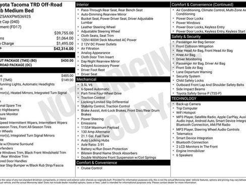 Used 2023 Toyota Tacoma TRD Off-Road w/ Black Out Package (TMS) AWD/4WD image 34