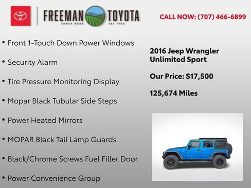 Used 2016 Jeep Wrangler Unlimited Sport w/ Quick Order Package 24S AWD/4WD image 12