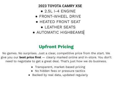 Used 2023 Toyota Camry XSE w/ Protection Package (Q2) (TMS)