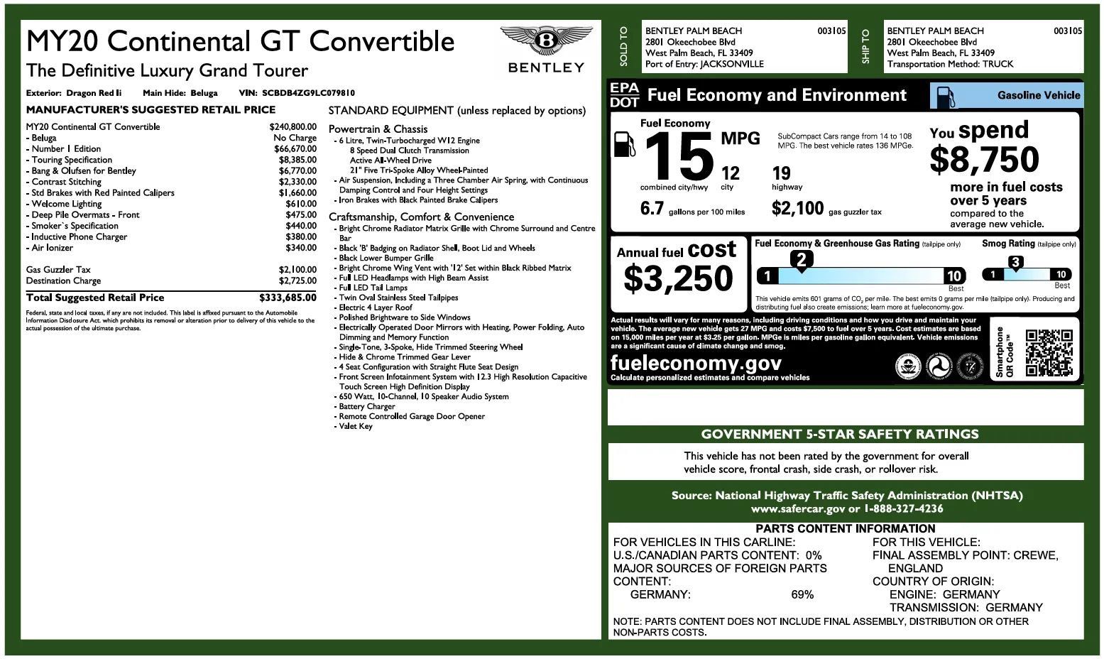 Used 2020 Bentley Continental GT w/ Number 1 Edition by Mulliner AWD/4WD image 7