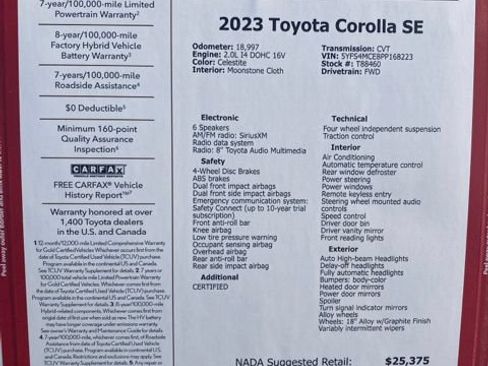 Certified 2023 Toyota Corolla SE FWD image 41