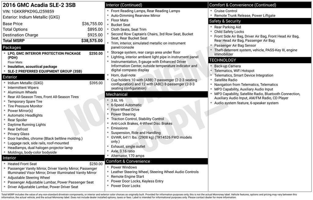 Used 2016 GMC Acadia SLE FWD image 1