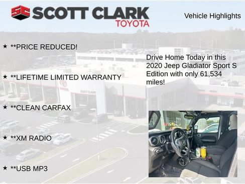 Used 2020 Jeep Gladiator Sport w/ Quick Order Package 24S AWD/4WD image 13