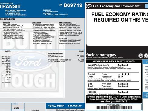 Used 2020 Ford Transit 350 148 High Roof w/ Load Area Protection Package RWD image 8