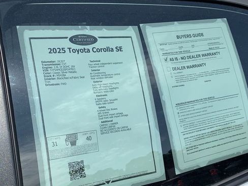 Certified 2025 Toyota Corolla SE FWD image 36