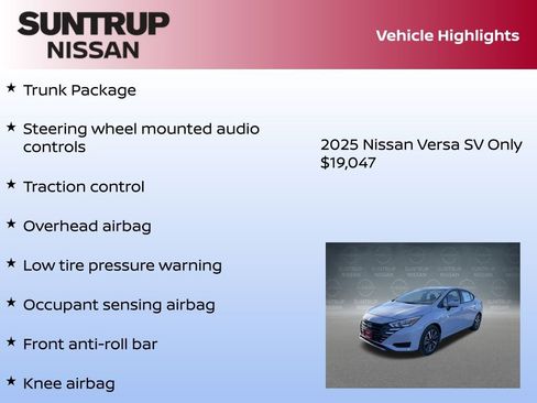 New 2025 Nissan Versa SV w/ Trunk Package image 8