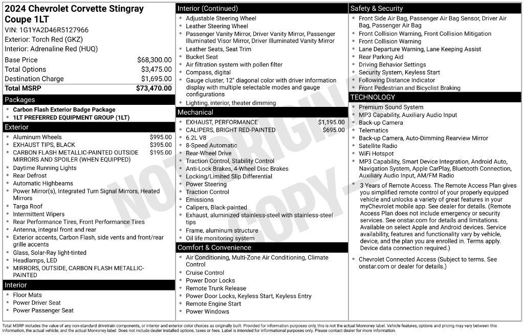 Used 2024 Chevrolet Corvette Stingray Coupe w/ 1LT RWD image 5