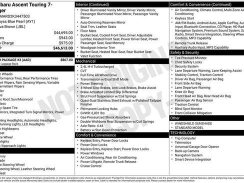 Used 2019 Subaru Ascent Touring w/ Popular Package #3 image 8