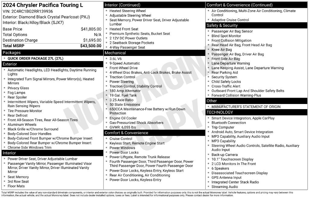 Used 2024 Chrysler Pacifica Touring-L FWD image 44