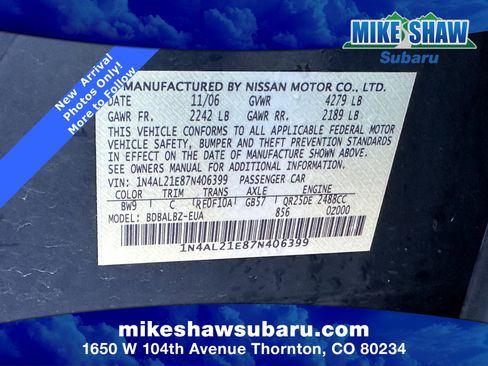 Used 2007 Nissan Altima 2.5 S w/ Emergency Aid Pkg image 15