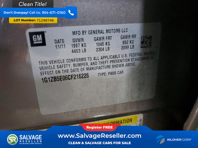 Used 2012 Chevrolet Malibu LS w/ LS Uplevel Package FWD image 16