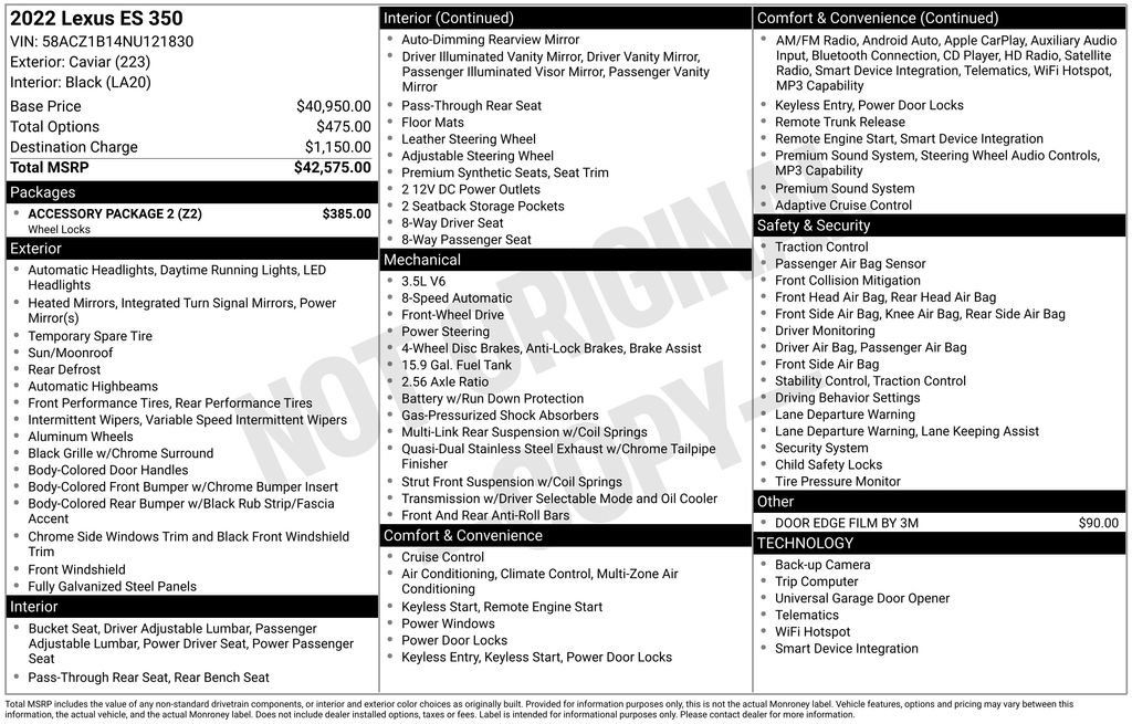 Used 2022 Lexus ES 350 w/ Accessory Package 2 FWD image 15