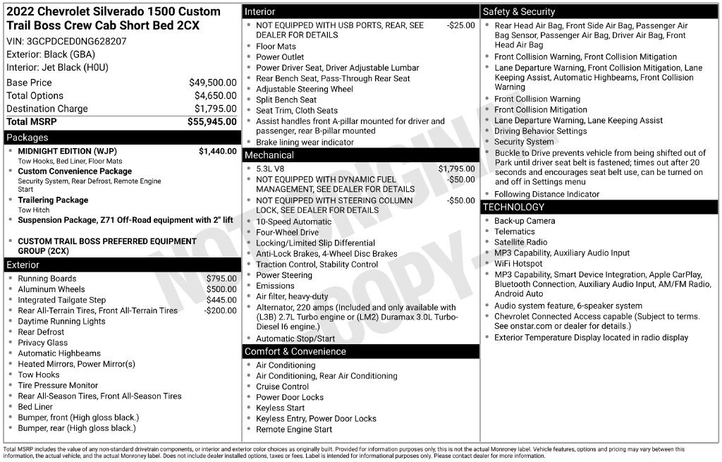 Used 2022 Chevrolet Silverado 1500 Custom Trail Boss AWD/4WD image 34