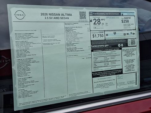 New 2026 Nissan Altima 2.5 SV w/ SV Special Edition Package AWD/4WD image 20