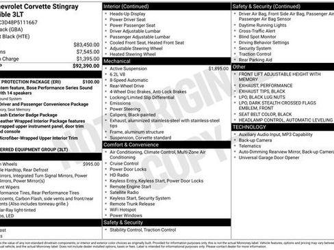 Used 2023 Chevrolet Corvette Stingray Premium Conv w/ Battery Protection Package RWD image 3