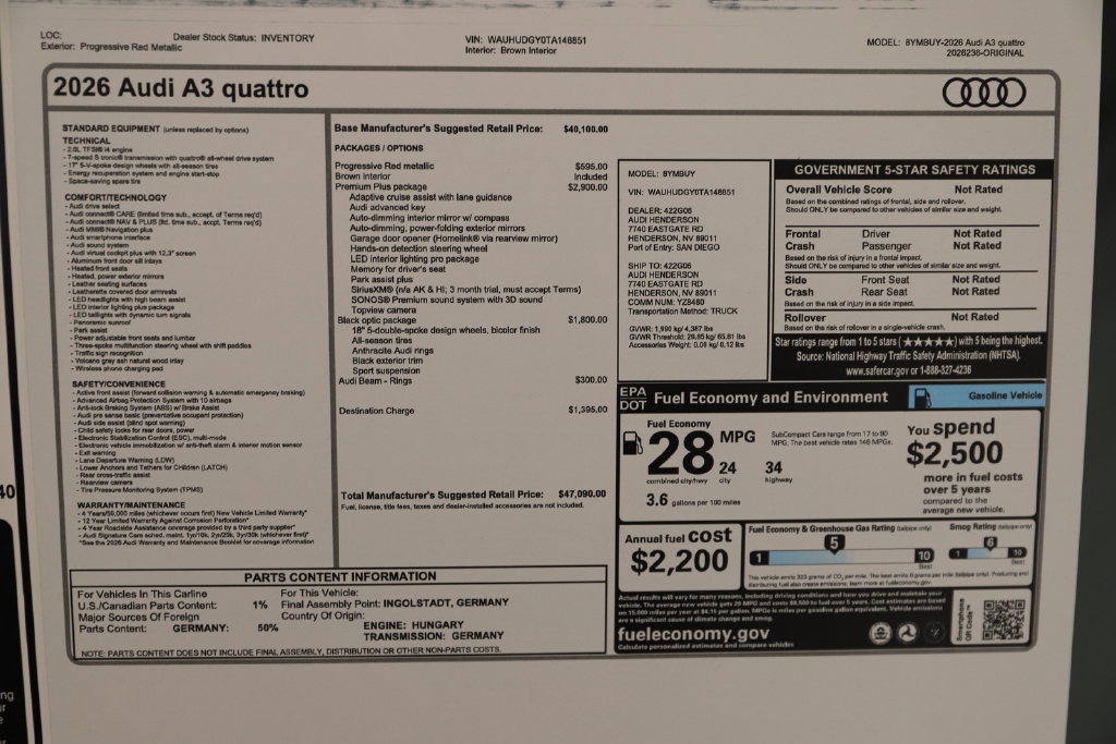 New 2026 Audi A3 2.0T Premium Plus AWD/4WD image 34