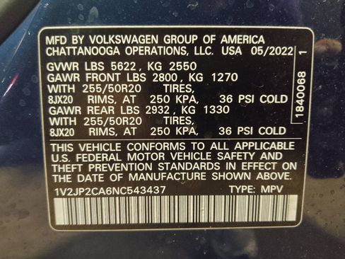 Used 2022 Volkswagen Atlas SE w/ Panoramic Sunroof Package FWD image 33