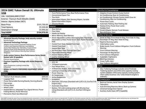 Used 2024 GMC Yukon XL Denali Ultimate AWD/4WD image 53