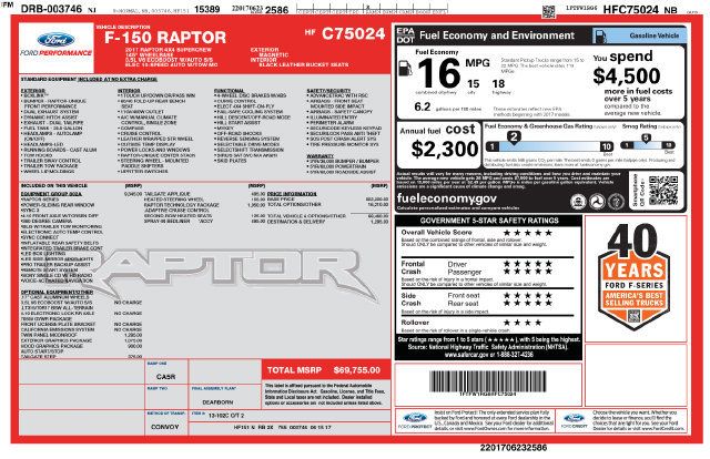 Used 2017 Ford F150 Raptor w/ Equipment Group 802A Luxury AWD/4WD image 12