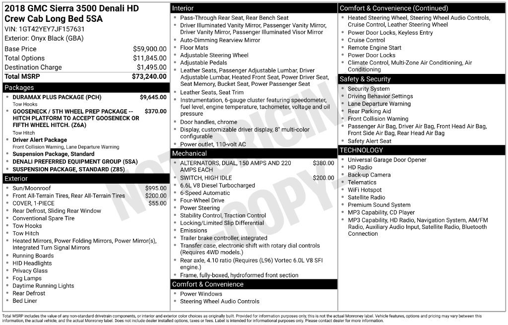 Used 2018 GMC Sierra 3500 Denali w/ Duramax Plus Package AWD/4WD image 5