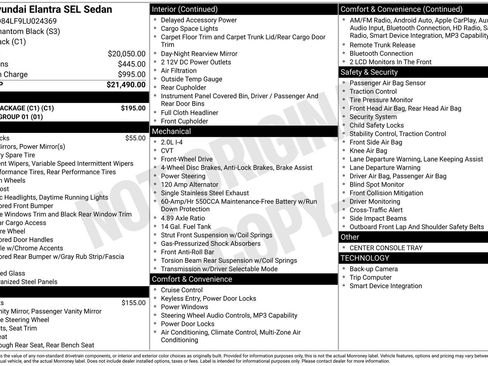 Used 2020 Hyundai Elantra SEL w/ Cargo Package (C1) image 4