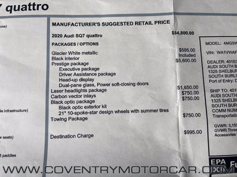 Used 2020 Audi SQ7 Prestige w/ Prestige Package AWD/4WD image 18