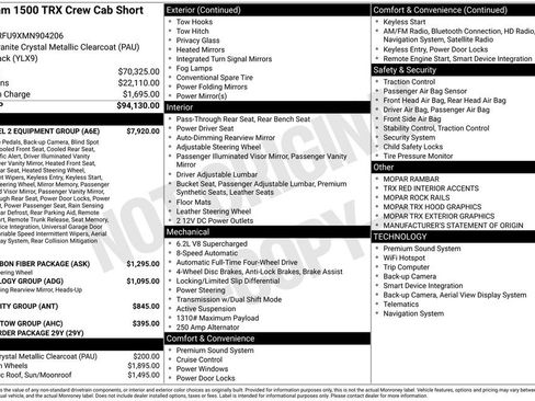 Used 2021 RAM 1500 TRX w/ TRX Level 2 Equipment Group AWD/4WD image 2