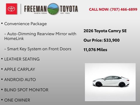 Used 2026 Toyota Camry SE w/ Convenience Package FWD image 5