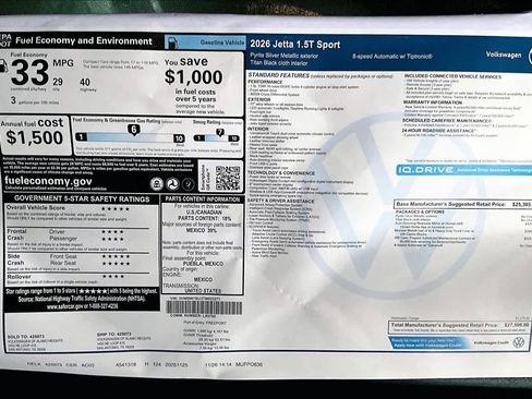 New 2026 Volkswagen Jetta Sport image 18