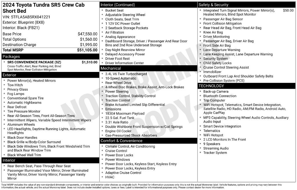 Used 2024 Toyota Tundra SR5 w/ SR5 Convenience Package RWD image 7