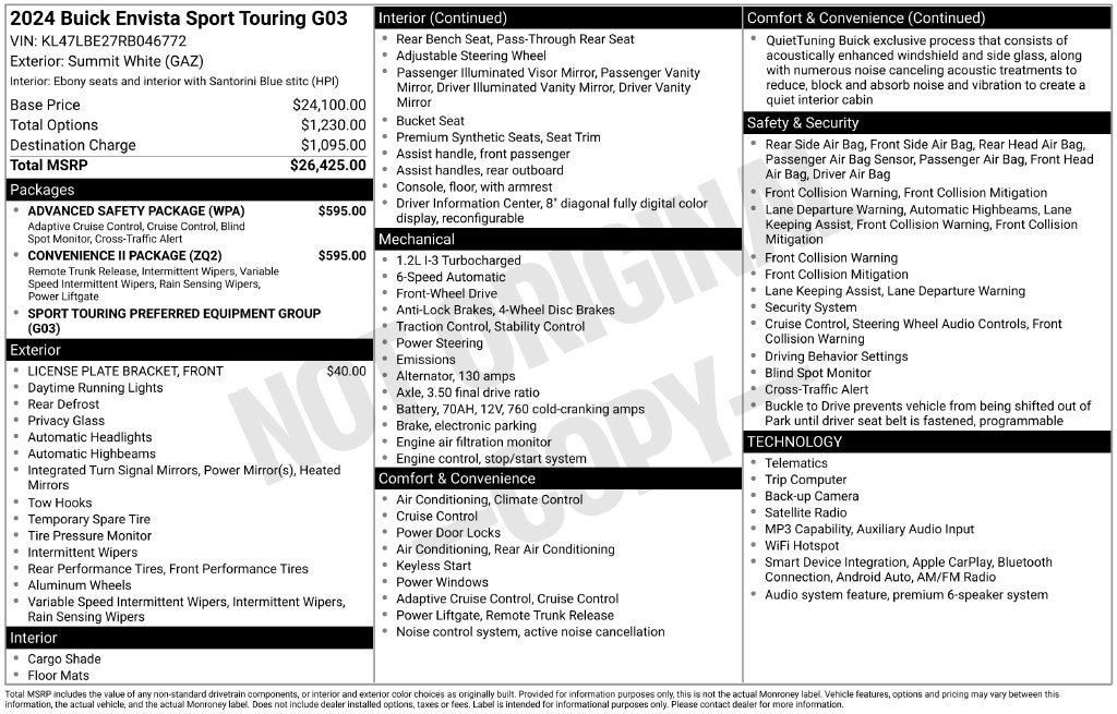 Used 2024 Buick Envista Sport Touring w/ Convenience II Package FWD image 3