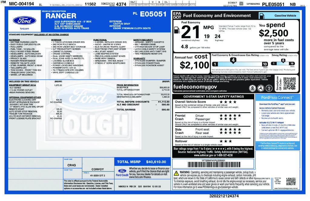 Used 2023 Ford Ranger XLT w/ Equipment Group 301A Mid AWD/4WD image 31
