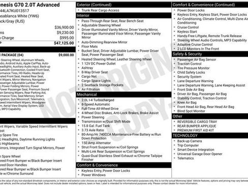 Used 2019 Genesis G70 2.0T Advanced w/ Dynamic Package image 32