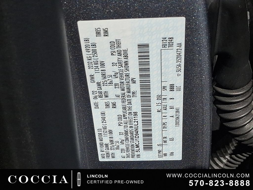Certified 2022 Lincoln Corsair AWD w/ Equipment Group 101A image 26