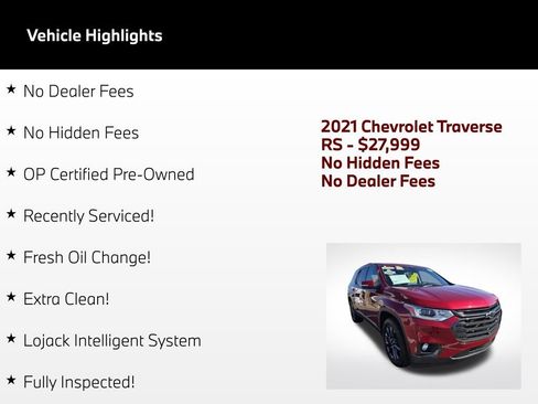 Used 2021 Chevrolet Traverse RS FWD image 2