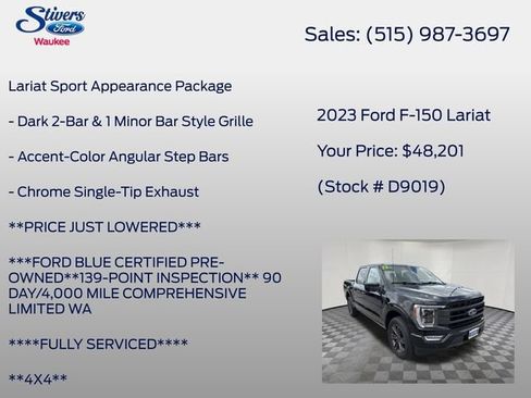 Certified 2023 Ford F150 Lariat w/ Equipment Group 502A High AWD/4WD image 22