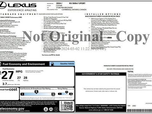 Certified 2024 Lexus RX 500h F Sport w/ Convenience Package AWD/4WD image 3