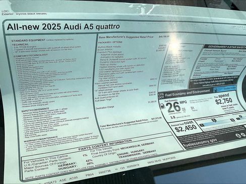 New 2025 Audi A5 2.0T Premium Plus image 16