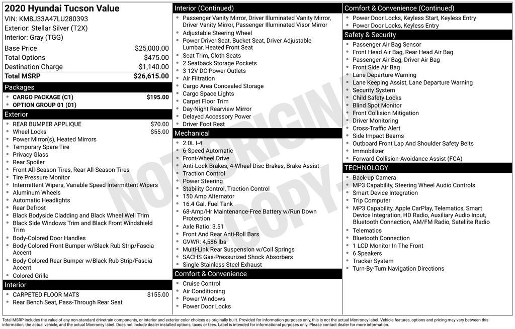 Used 2020 Hyundai Tucson Value w/ Cargo Package FWD image 6