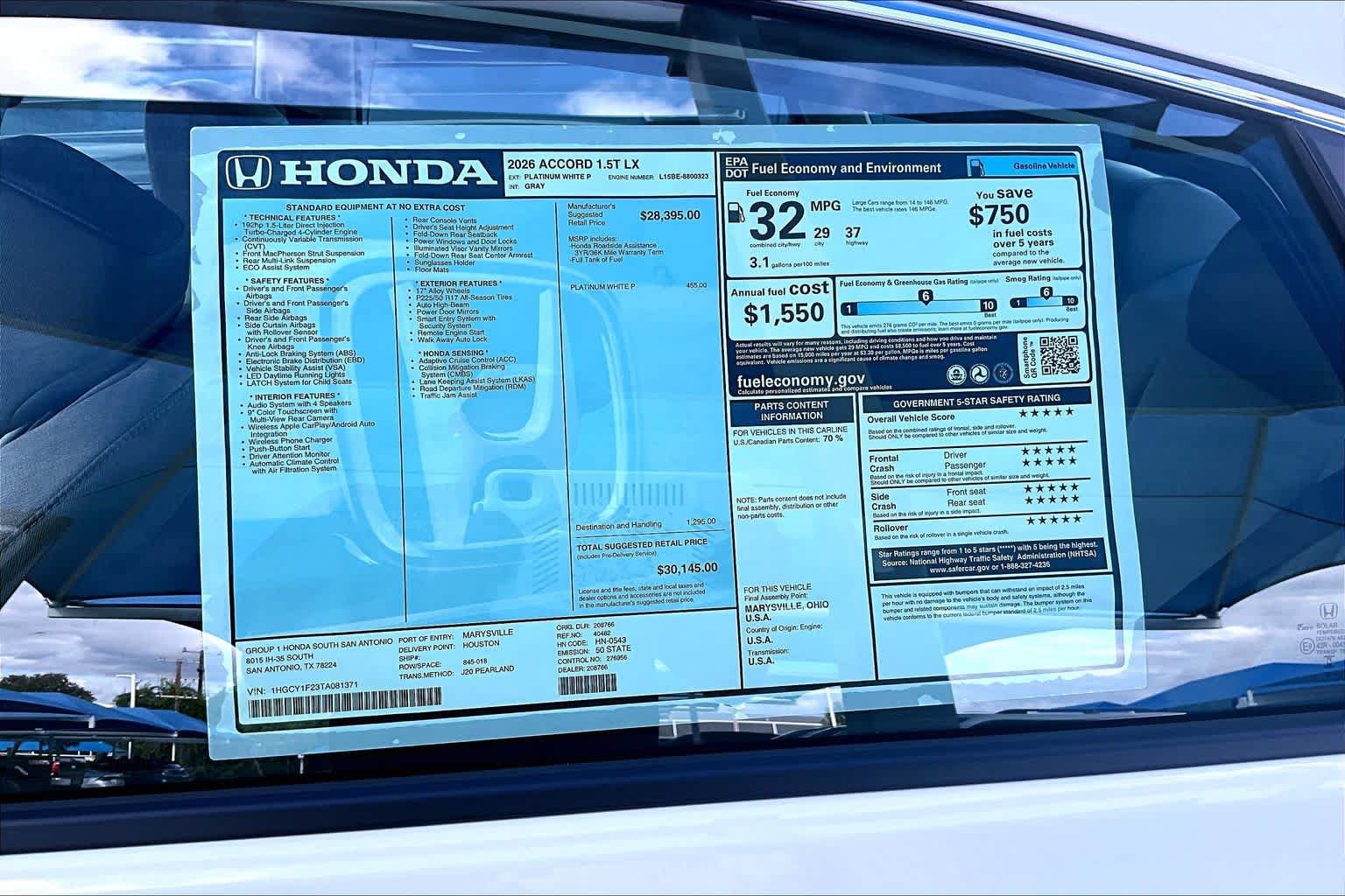 New 2026 Honda Accord LX image 18
