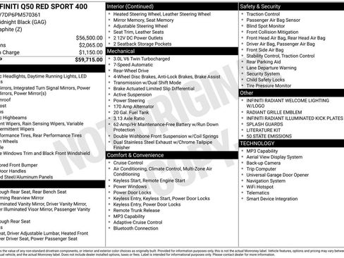 Used 2023 INFINITI Q50 Red Sport 400 image 30