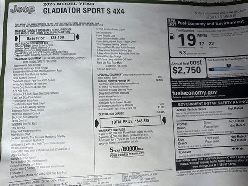 New 2025 Jeep Gladiator Sport image 29